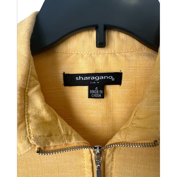 Sharagano Yellow Zip-up Shirt Dress with 4 Functional Pockets Women’s Size 4 - Picture 3 of 9